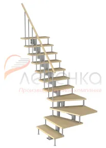 Модульная лестница Фаворит 225 2475-2585, Серый, Сосна, Крашеная, Без Ступений