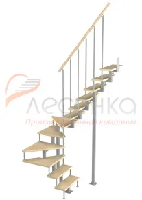 Модульная малогабаритная лестница Эксклюзив 2700-2925, Серый, Сосна, Крашеная, Без Ступений