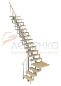 Модульная лестница Статус 180 3060-3230, Серый, Сосна, Крашеная, Без Ступений