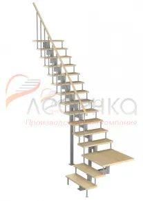 Модульная лестница Статус 225 3375-3525, Серый, Сосна, Крашеная, Без Ступений